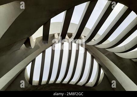 Vue sur les cadres de toit en béton accrocheurs à Anna Samadhi à Marina Beach, Chennai, Inde, Asie Banque D'Images