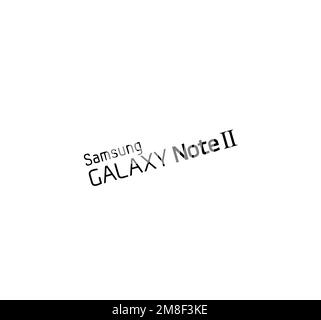 Samsung Galaxy Note II, logo pivoté, fond blanc Banque D'Images