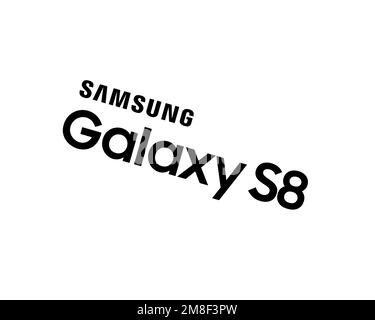 Samsung Galaxy S8, logo pivoté, arrière-plan blanc B Banque D'Images