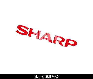 Sharp Solar, logo pivoté, fond blanc B Banque D'Images