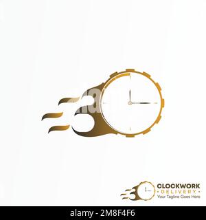 Combinaison simple d'horloge, d'équipement et de vitesse image graphique icône logo design abstrait concept vecteur stock. lié à la ligne de données ou à la vitesse Illustration de Vecteur