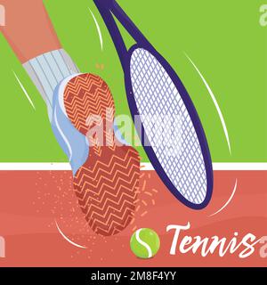 Affiche de match de tennis avec un joueur avec une raquette de tennis Vector Illustration de Vecteur