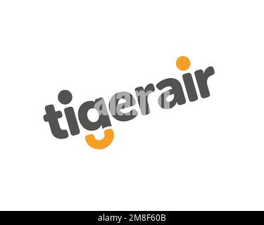 Tigerair Australie, logo pivoté, fond blanc Banque D'Images