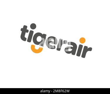 Tigerair Australie, logo pivoté, fond blanc B Banque D'Images