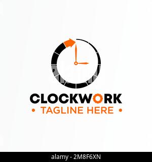 Simple flèche horloge et engrenage (Clockwork) image graphique icône logo design abstrait concept vecteur identité de stock liée à la vitesse ou à la minuterie Illustration de Vecteur