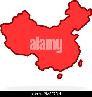dessin animé rouge linéaire chine simple icône Illustration de Vecteur