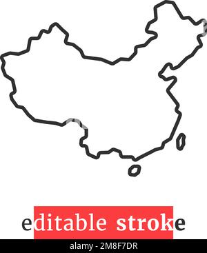 icône de carte de chine avec contour minimal modifiable Illustration de Vecteur