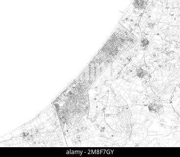 La vue satellite de la bande de Gaza est un territoire palestinien autonome sur la côte est de la mer Méditerranée. Carte, rues de la région Illustration de Vecteur