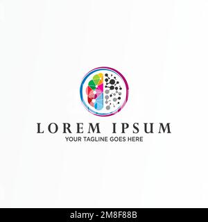 Forme de cerveau simple et unique et image technique graphique icône logo design abstrait concept vecteur stock. lié à la technologie ou à la créativité Illustration de Vecteur