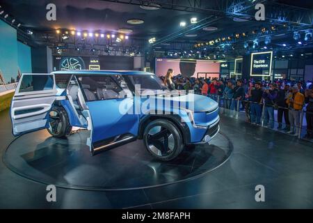 Grande Noida, Inde. 13th janvier 2023. Voiture Kia concept EV9 présentant la première fois à Auto Expo 2023, India Expo Mart. Crédit : SOPA Images Limited/Alamy Live News Banque D'Images