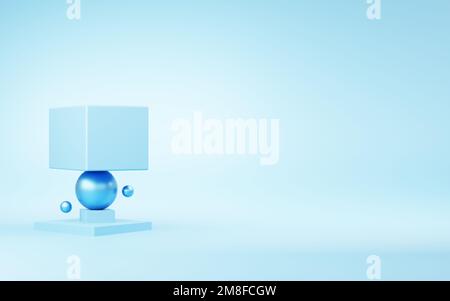 3d rendu d'arrière-plan géométrique abstrait bleu avec espace de copie. Scène pour la conception publicitaire, publicités cosmétiques, spectacle, médical, technologie, bannière Banque D'Images