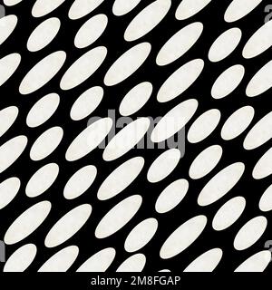 Concept riz sans couture pour le fond et l'emballage. Ovales blancs sur fond noir. Imprimé géométrique noir et blanc Banque D'Images
