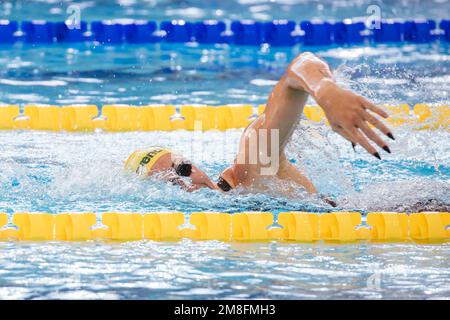 MELBOURNE, AUSTRALIE - DÉCEMBRE 13 : Lani PALLISTER (AUS) en compétition dans le Freestyle 400m féminin s'échauffe le premier jour de la nage en court-circuit mondiale de la FINA 2022 Banque D'Images