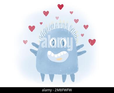 monstre de dessin animé dans l'amour. Illustration de la Saint-Valentin. St. Saint Valentin. Illustration de haute qualité Banque D'Images