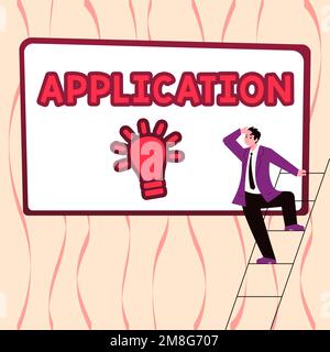 Affiche présentant application, entreprise présenter une commande pour quelque chose de forme formelle et habituellement écrite Banque D'Images