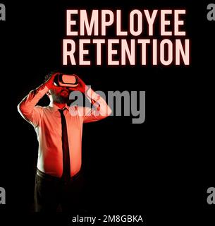 Légende présentant la rétention des employés. Aperçu de l'entreprise méthode de recrutement interne employée par les organisations Banque D'Images