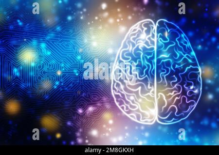 Illustration 2d du cerveau humain, illustration numérique de la structure du cerveau humain, fond de concept de cerveau créatif, concept de pensée, innovation Banque D'Images