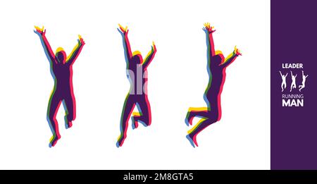 Gagnant à la ligne d'arrivée. Silhouette d'un homme de course à pied. Modèle de conception pour le sport. Emblème pour le marathon et le jogging. Illustration vectorielle. Illustration de Vecteur