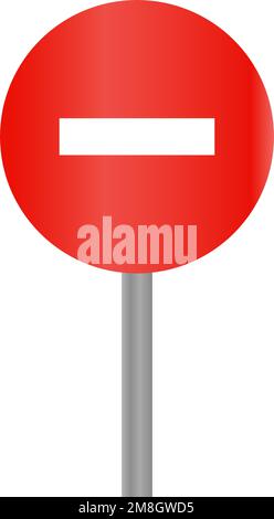 Panneau et poteau d'interdiction d'accès au véhicule. Vecteur modifiable. Illustration de Vecteur