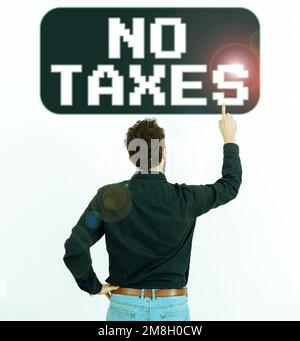Signature manuscrite sans taxes. Concept commercial certains types de biens et de titres financiers qui ne sont pas imposés Banque D'Images