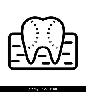 Ligne d'icône d'anatomie de la gomme isolée sur fond blanc. Icône fine et plate noire sur un style moderne. Symbole linéaire et contour modifiable. Simple et pixel Illustration de Vecteur