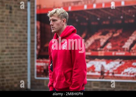 Nottingham, Royaume-Uni. 14th janvier 2023. Joe Worrall #4 de Nottingham Forest arrive devant le Premier League Match Nottingham Forest vs Leicester City à City Ground, Nottingham, Royaume-Uni, 14th janvier 2023 (photo de Ritchie Sumpter/News Images) à Nottingham, Royaume-Uni le 1/14/2023. (Photo de Ritchie Sumpter/News Images/Sipa USA) crédit: SIPA USA/Alay Live News Banque D'Images