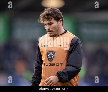 Alford, Royaume-Uni. 14th janvier 2023. 14th janvier 2023 ; AJ Bell Stadium, Salford, Lancashire, Angleterre ; Heineken Champions Cup Rugby, sale Sharks versus Toulouse; Antoine Dupont de Toulouse pendant l'échauffement crédit: Action plus Sports Images/Alamy Live News Banque D'Images