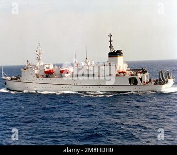 Vue sur le port du navire de surveillance USNS WATERS (T-AGS-45). Pays: Golfe du Mexique Banque D'Images