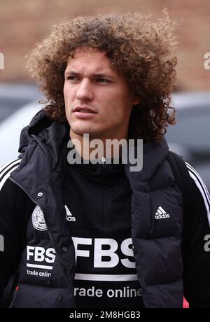 Nottingham, Royaume-Uni. 14th janvier 2023. Wout Faes de Leicester City arrive pour le match de la Premier League au City Ground, Nottingham. Credit: Sportimage/Alay Live News Banque D'Images