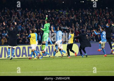 Naples, Italie. 13th janvier 2023. Joueurs de SSC Napoli la série Un match entre SSC Napoli et Juventus FC au Stadio Maradona sur 13 janvier 2023 à Naples, Italie . Credit: Marco Canoniero / Alamy Live News Banque D'Images