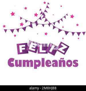 Feliz cumpleaños violet beau texte typographique vecteur Illustration de Vecteur