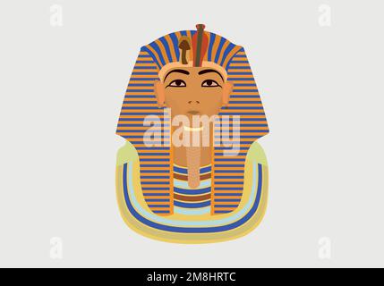 Vector Illustration masque funéraire de couleur or masque égyptien pharaons icône télévision isolé sur fond. Pharaons égyptiens masquer l'icône de la ligne de Toutankhamon. Illustration de Vecteur