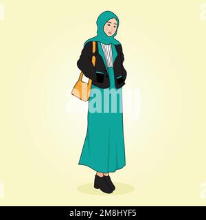 Femme musulmane dans le hijab plein corps Illustration de Vecteur