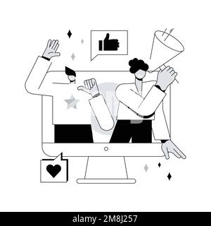 Suivez-nous l'illustration du vecteur de concept abstrait. Suivez-nous sur les médias sociaux, Abonnez-vous à la newsletter, connectez-vous, onglet de site Web d'entreprise, barre de menus, St Illustration de Vecteur