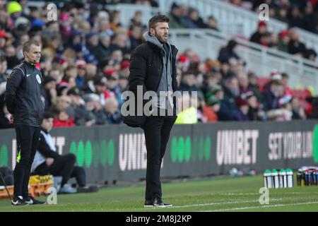 Middlesbrough, Royaume-Uni. 14th janvier 2023. Michael Carrick directeur de Middlesbrough pendant le match de championnat de Sky Bet Middlesbrough vs Millwall au stade Riverside, Middlesbrough, Royaume-Uni, 14th janvier 2023 (photo de James Heaton/News Images) à Middlesbrough, Royaume-Uni, le 1/14/2023. (Photo de James Heaton/News Images/Sipa USA) crédit: SIPA USA/Alay Live News Banque D'Images