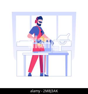 Illustration vectorielle de concept isolée de mobilier sur mesure. Charpentier professionnel avec un foret fait une chaise sur mesure, créateur de meubles, service de réparation, dans Illustration de Vecteur
