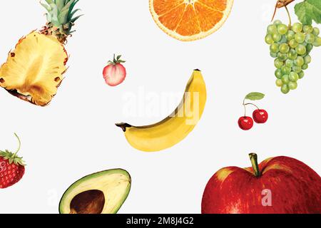 Vecteur de fond de fruits tropicaux mélangés dessiné à la main Illustration de Vecteur