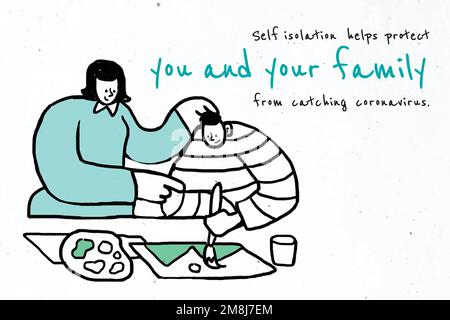Restez isolé pour vous protéger et protéger les autres. Cette image fait partie de notre collaboration avec l'équipe des sciences comportementales de Hill+Knowlton Strate Illustration de Vecteur