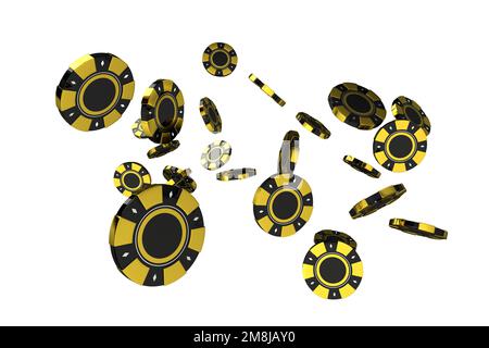 Golden Black Casino Gambling jetons jetons 3D rendu graphique. Banque D'Images