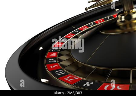 Classique Black Matt Roulette gros plan 3D rendu Illustration. Objet de jeu de casino. Banque D'Images