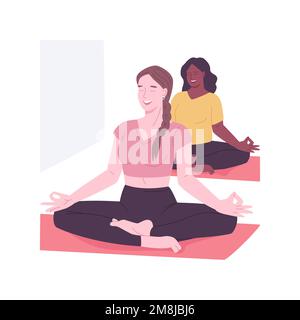 Mantra chantant des illustrations vectorielles de dessins animés isolées. Les gens méditent ensemble, l'humeur spirituelle, le yoga Kundalini, le son numineux, la musicothérapie, obtenir Illustration de Vecteur