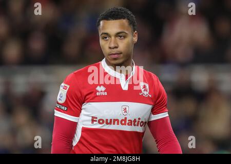 Middlesbrough, Royaume-Uni. 14th janvier 2023. Cameron Archer #10 de Middlesbrough pendant le match de championnat de Sky Bet Middlesbrough vs Millwall au stade Riverside, Middlesbrough, Royaume-Uni, 14th janvier 2023 (photo de James Heaton/News Images) à Middlesbrough, Royaume-Uni le 1/14/2023. (Photo de James Heaton/News Images/Sipa USA) crédit: SIPA USA/Alay Live News Banque D'Images