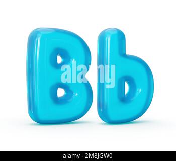 Une lettre de gelée bleu turquoise B isolée sur fond blanc Banque D'Images