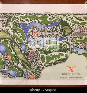 Jupiter, FL Etats-Unis - 31 mai 2022: La carte de Timbers au parcours de golf national de Trump à Jupiter, Floride. Banque D'Images