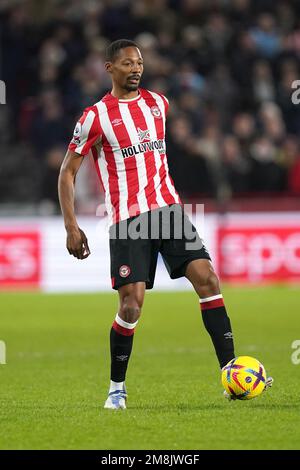 Ethan Pinnock de Brentford en action lors du match de la Premier League au Gtech Community Stadium, Londres. Date de la photo: Samedi 14 janvier 2023. Banque D'Images