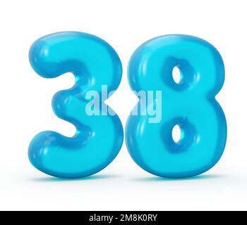 Une illustration en 3D de la gelée bleue digit 38 isolée sur fond blanc Banque D'Images