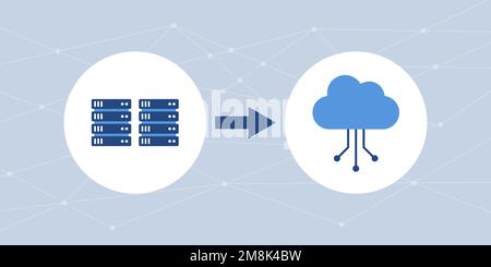 Migration et transfert de données dans le cloud, concept de stratégie de migration dans le cloud Illustration de Vecteur