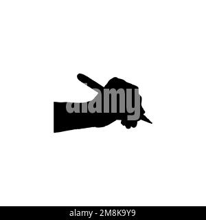 Icône de la main dans le stylet. Simple style peinture cours grande vente affiche symbole fond. Élément de conception du logo de la marque stylo. Main dans l'impression de t-shirt au stylo. Illustration de Vecteur