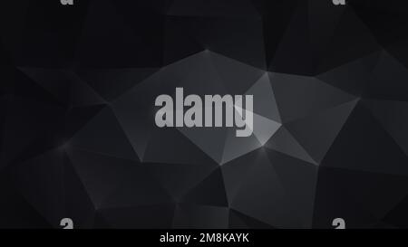 Résumé fond de motif vectoriel de polygone gris en noir et blanc. Fond triangulaire 3D plein format de style poly bas en résolution 4K. Copier l'espace. Banque D'Images