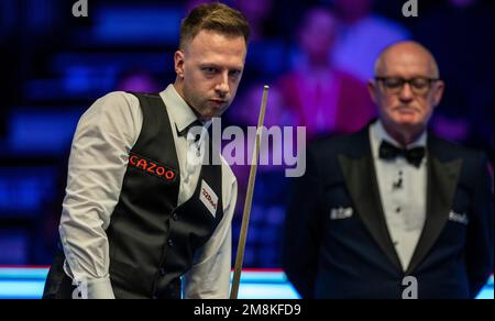 Judd Trump au cours du septième jour des Cazoo Masters à Alexandra Palace, Londres. Date de la photo: Samedi 14 janvier 2023. Banque D'Images